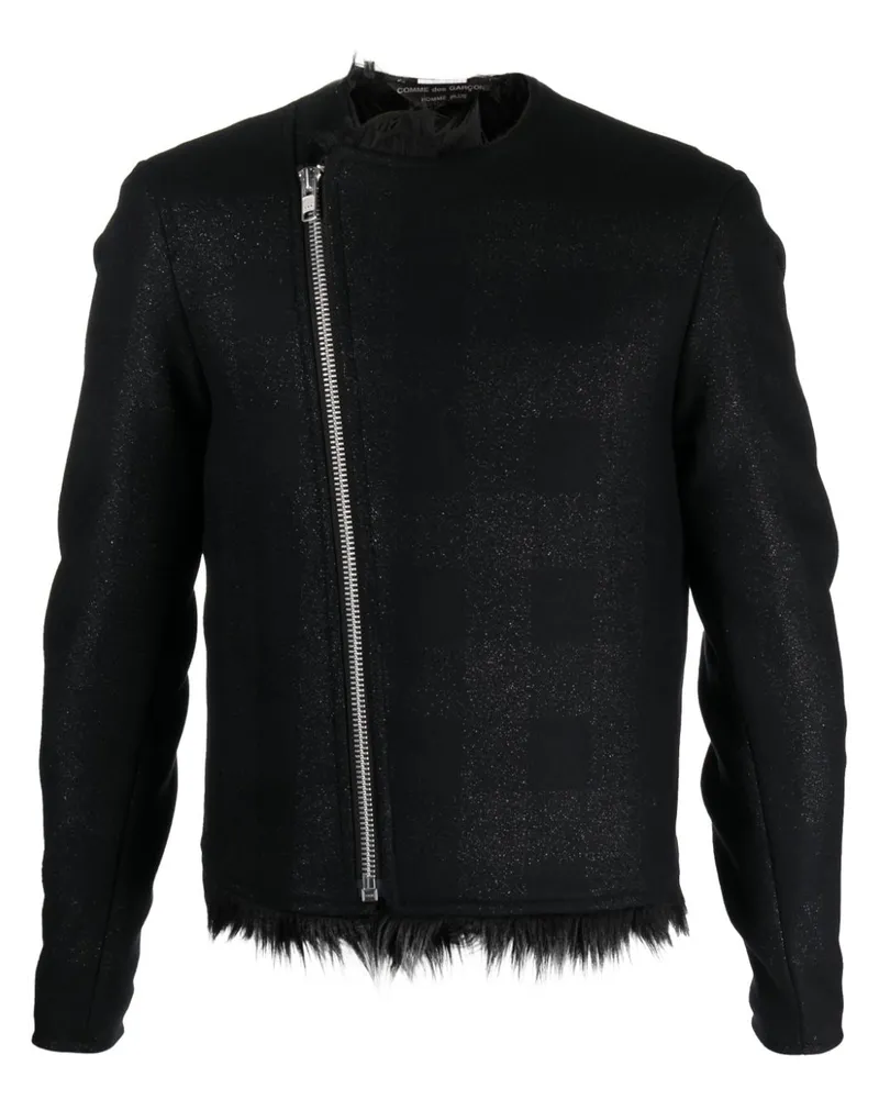 Comme des Garçons Karierte Bikerjacke im Metallic-Look - Schwarz Schwarz