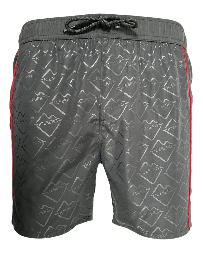 Iceberg Badeshorts mit Logo-Muster - Schwarz Schwarz