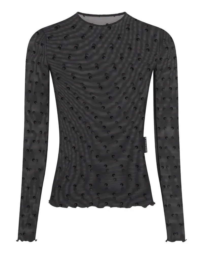 Marine Serre plumetis moon mesh top - Schwarz Schwarz