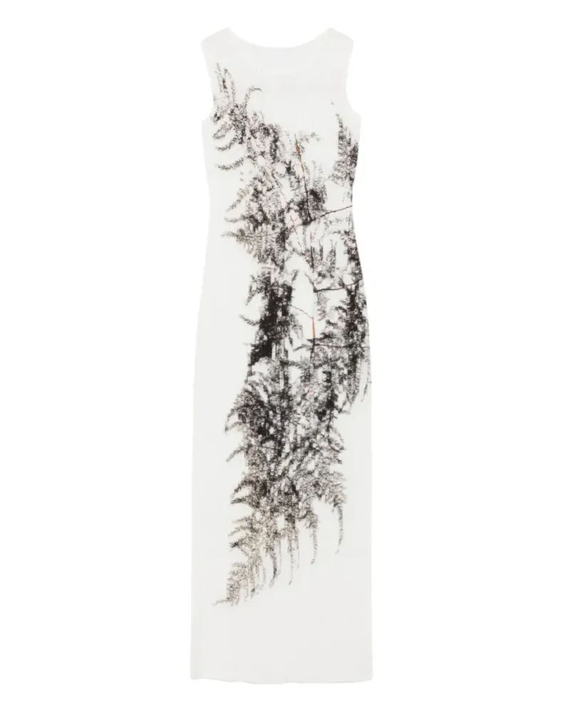 Issey Miyake Pressed Flora Midikleid - Weiß Weiß
