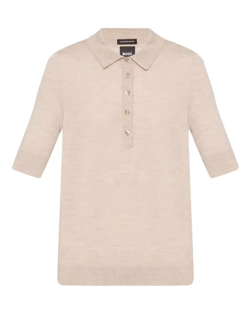 HUGO BOSS Kurzärmeliger Pullover mit Polokragen - Nude Nude