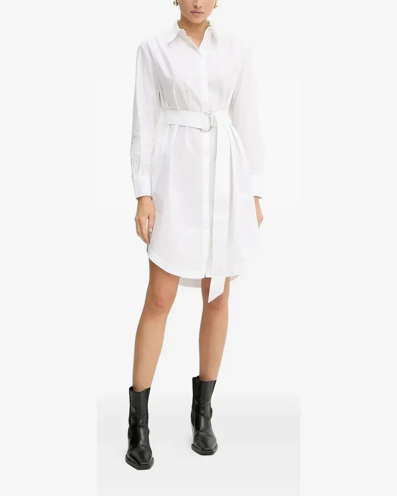 HUGO BOSS Kurzes Hemdkleid mit Gürtel - Weiß Weiß