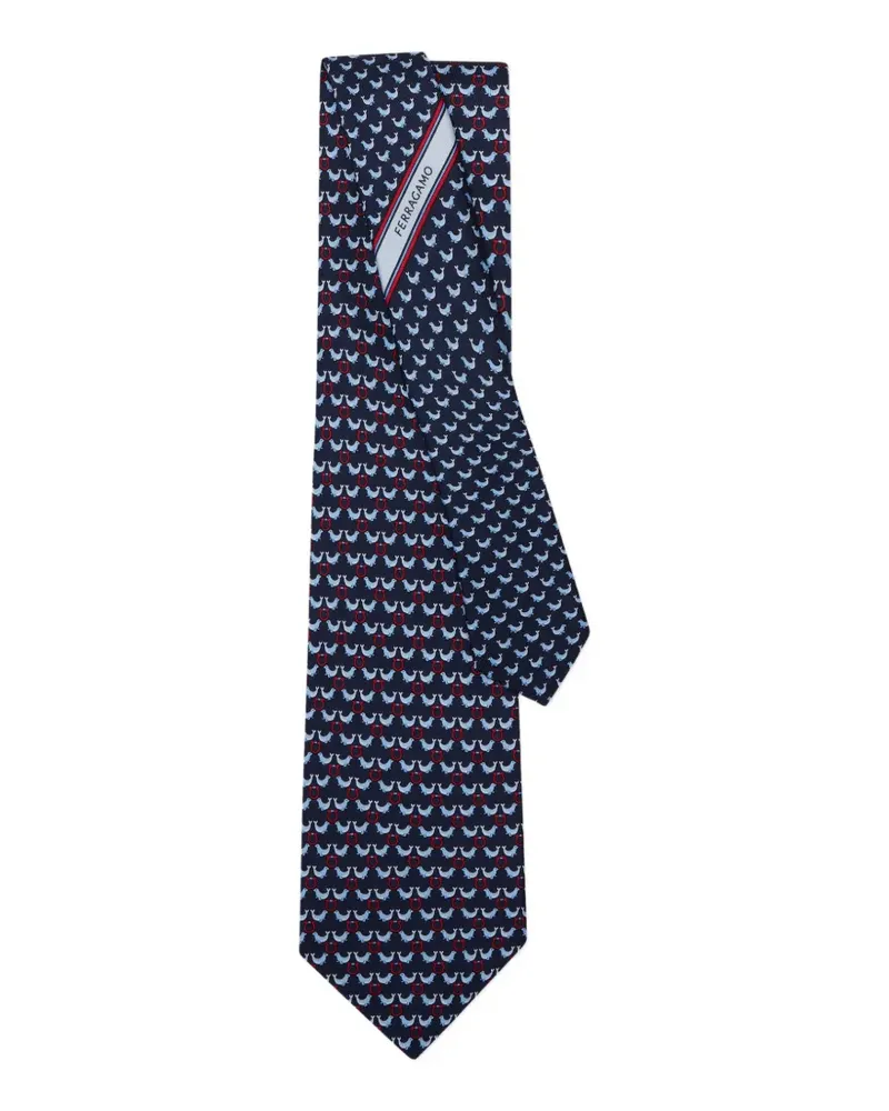 Ferragamo Seidenkrawatte mit Circus-Print - Blau Blau