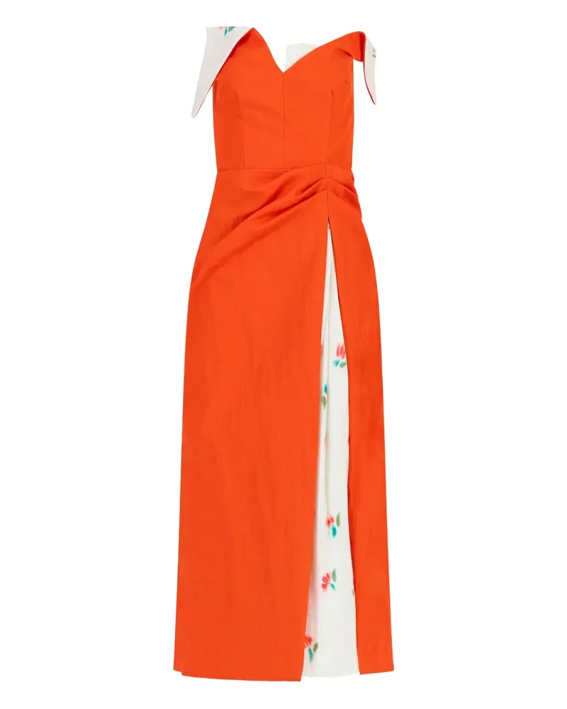 Rosie Assoulin Twill-Maxikleid in Knitteroptik - Orange Orange