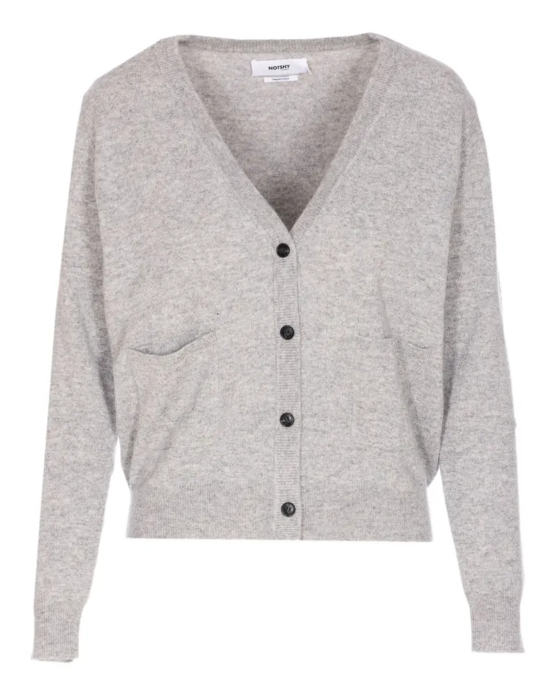 Not Shy Geknöpfter Cardigan mit aufgesetzten Taschen - Grau Grau