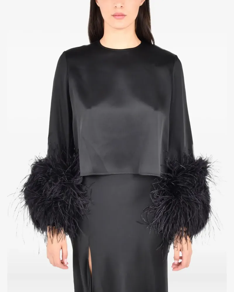 LAPOINTE ostrich-feathers long sleeves top - Schwarz Schwarz