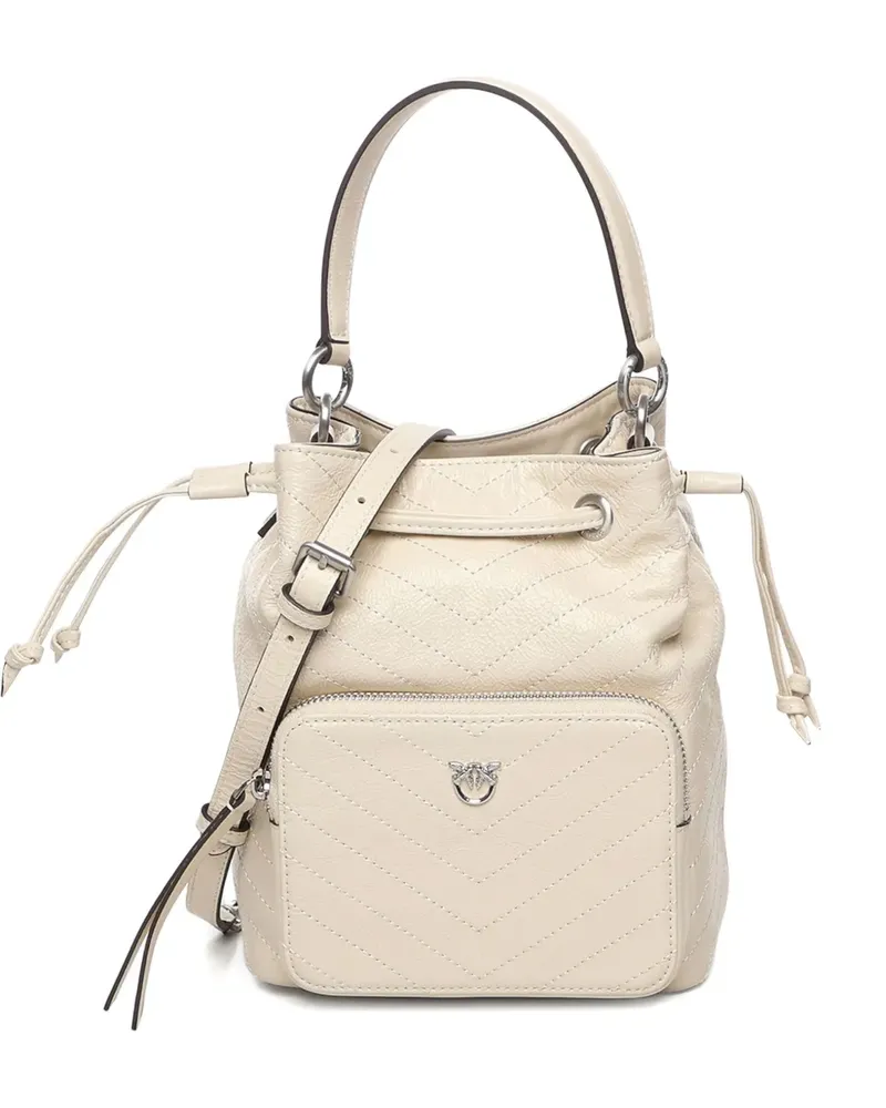 Pinko small Cargo Bucket chevron-quilted tote bag - Nude Nude