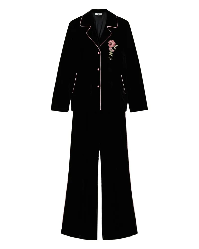 Twin-Set Mannish Pyjama aus Samt - Schwarz Schwarz