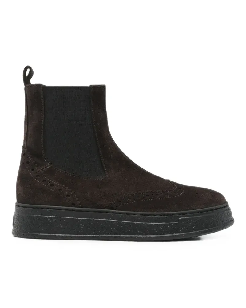 Attilio Giusti Leombruni Chelsea-Boots aus Wildleder mit Brogue-Details - Braun Braun