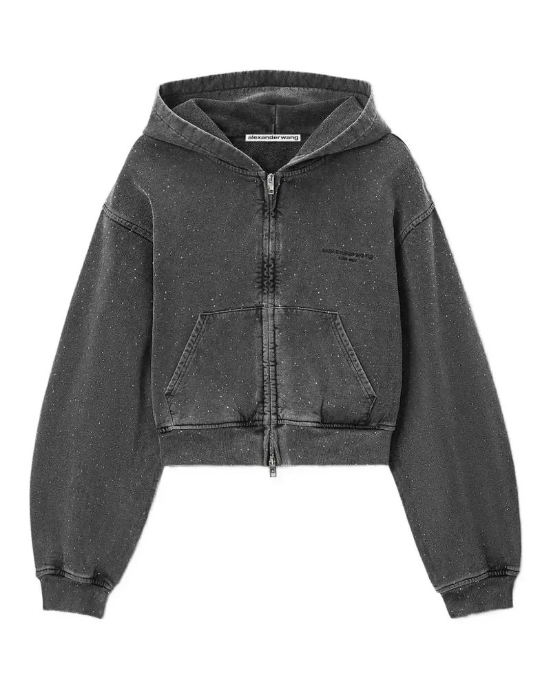 Alexander Wang crystal hotfix zip-up hoodie - Grau Grau
