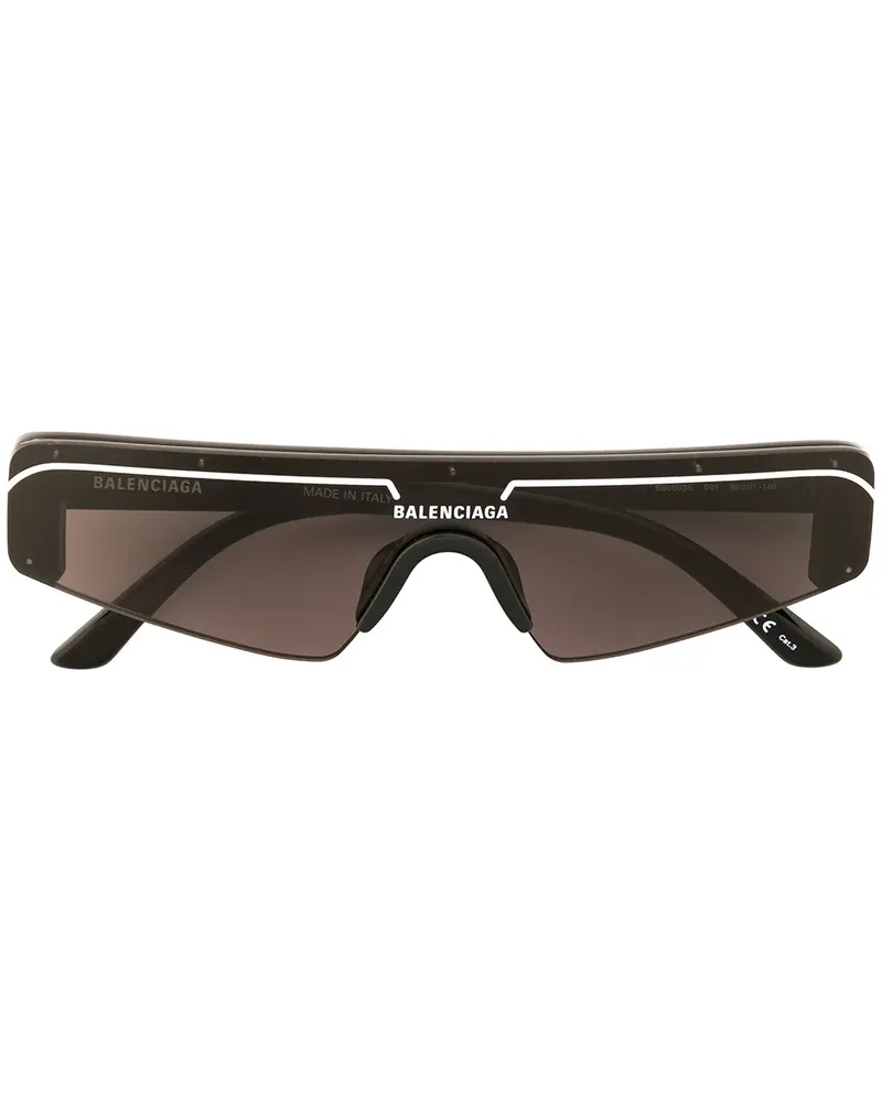 Balenciaga Sonnenbrille mit breitem Gestell - Schwarz Schwarz