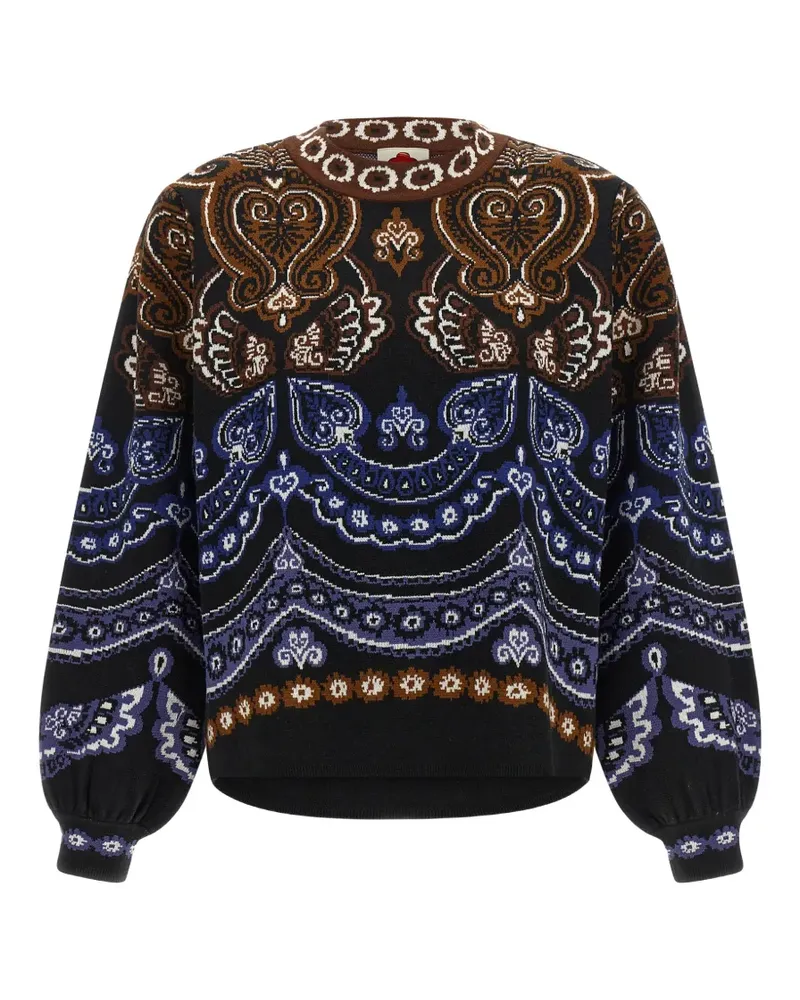FARM Rio Jacquard-Pullover mit Ballonärmeln - Schwarz Schwarz