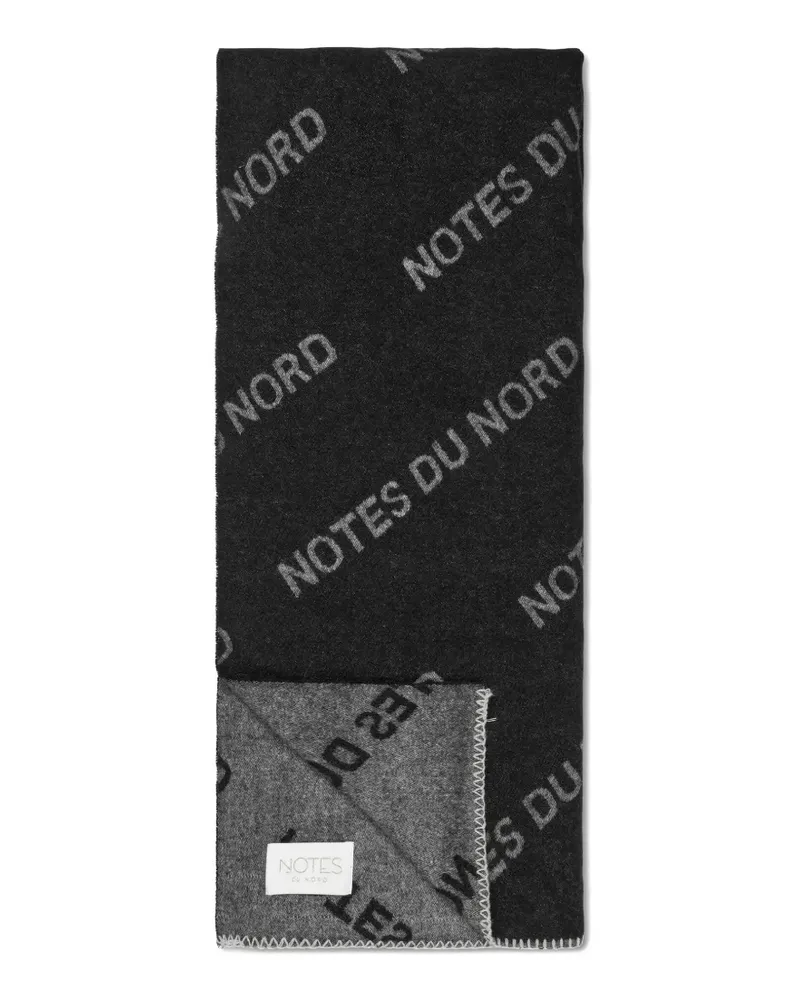 Notes du Nord Fransenschal mit Logo-Muster - Schwarz Schwarz