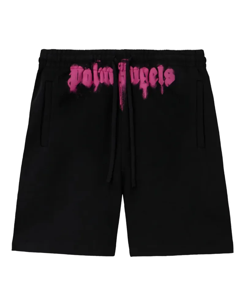 Palm Angels Shorts mit Spray-Logo - Schwarz Schwarz