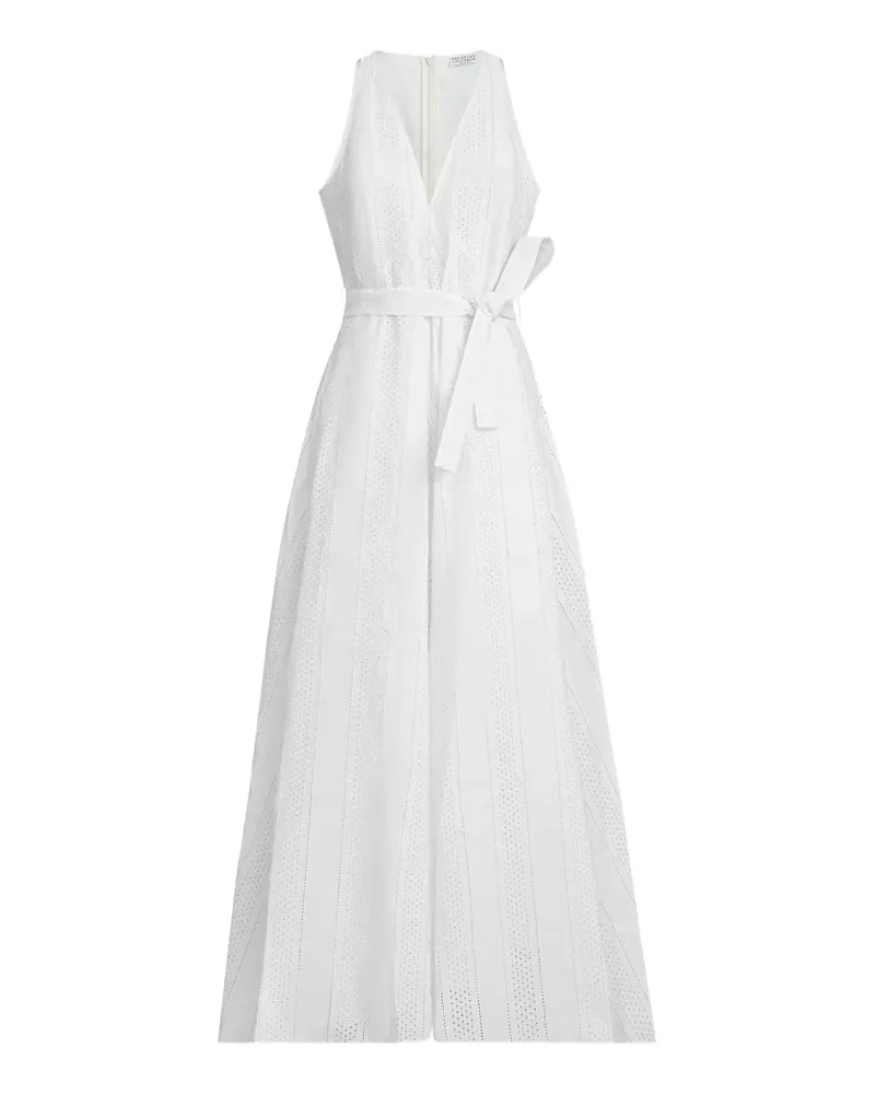 Brunello Cucinelli techno cotton poplin broderie anglaise dress - Weiß Weiß