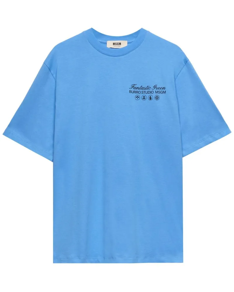 MSGM x Burro Studio T-Shirt mit Logo-Print Blau