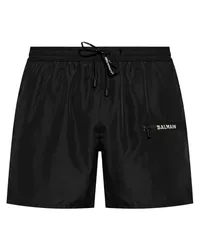 Balmain Badeshorts mit Logo-Print Schwarz