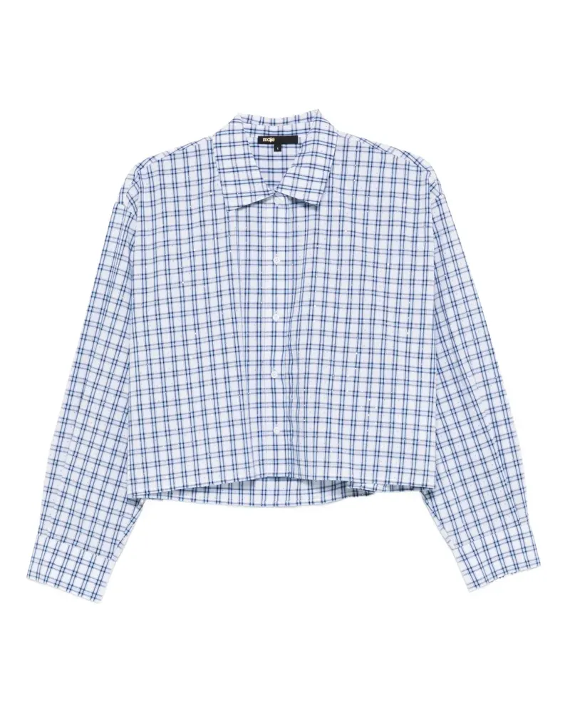 Maje Kariertes Cropped-Hemd - Weiß Weiß