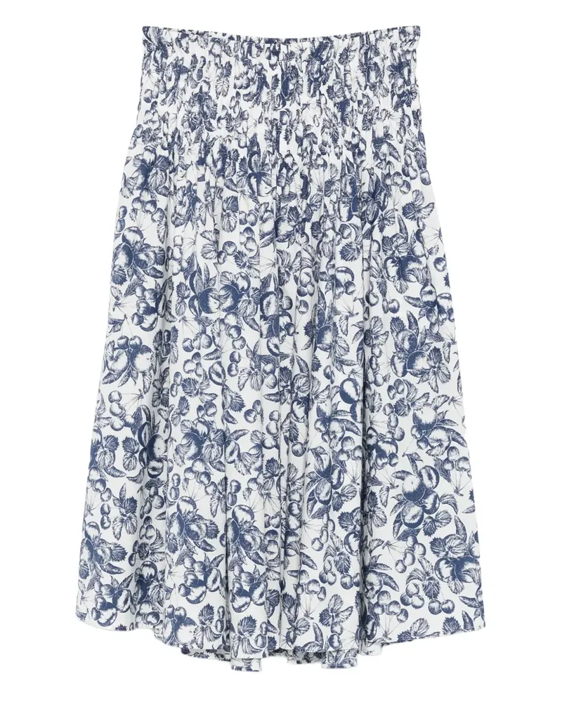 Maje Gesmokter Midirock mit Früchte-Print - Weiß Weiß