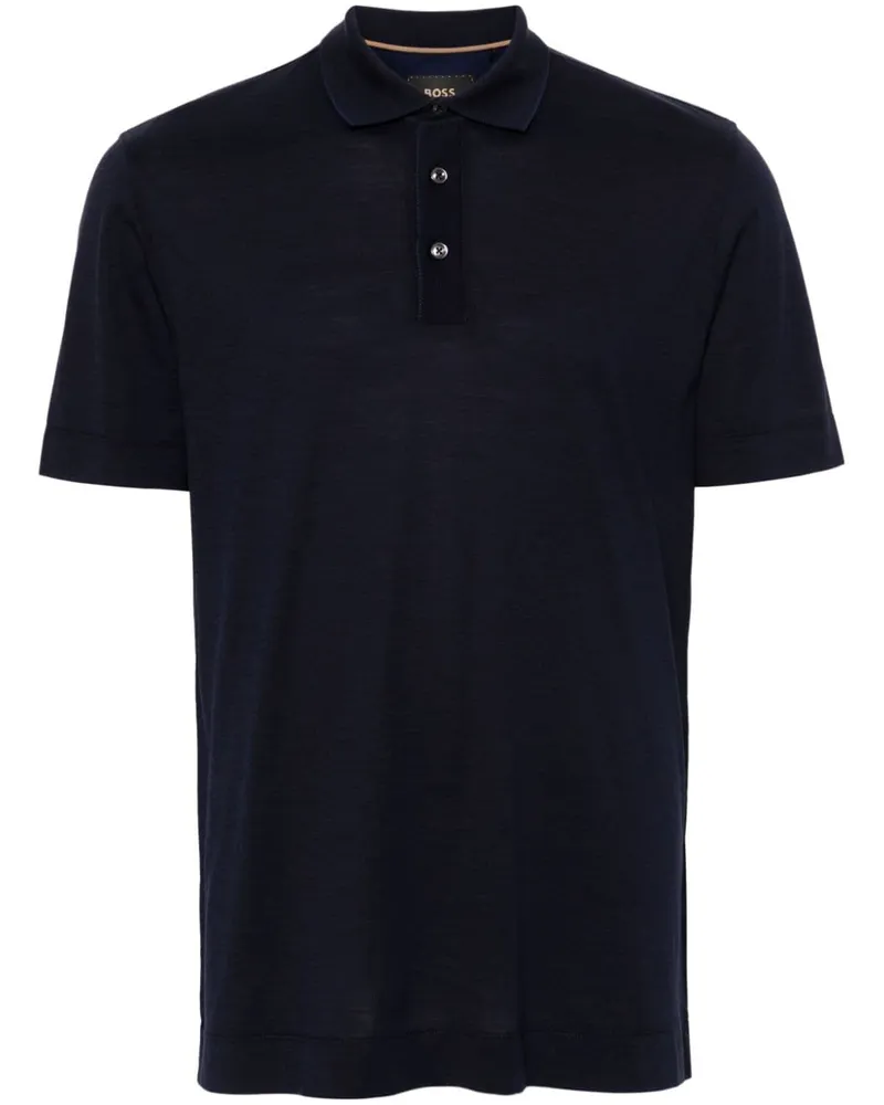 HUGO BOSS Fein gestricktes Poloshirt Blau