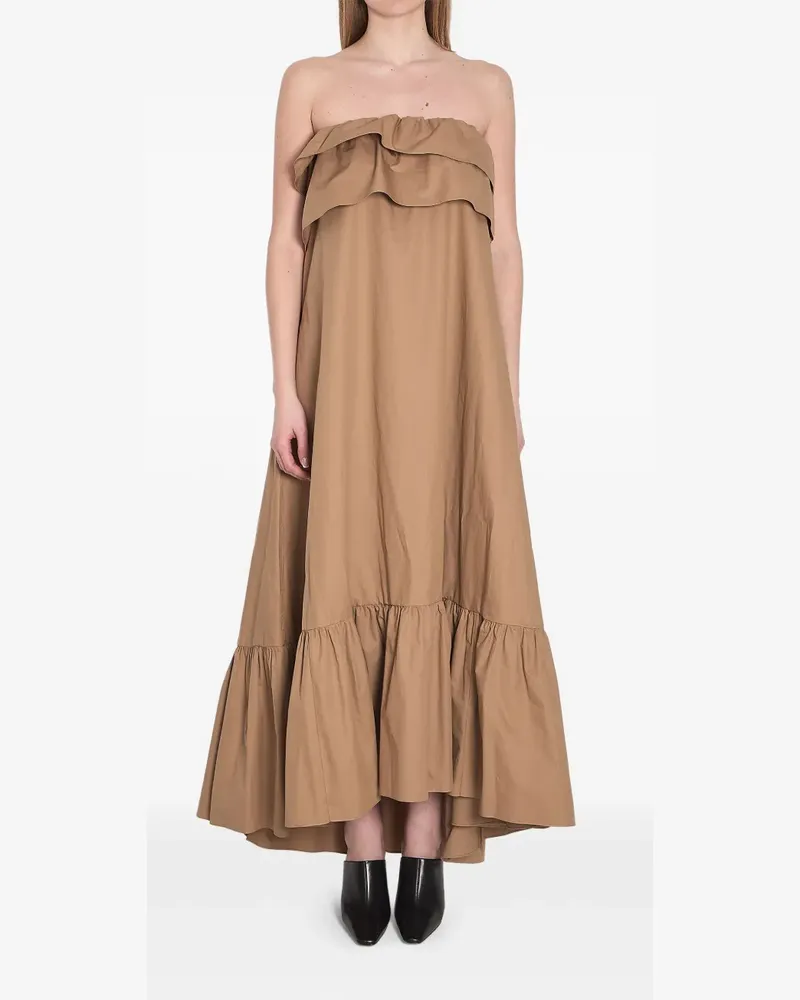 Saint Laurent Maxikleid mit Rüschen - Nude Nude