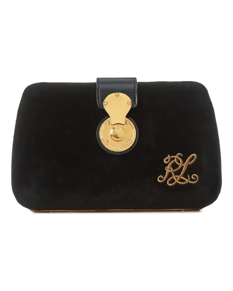 Ralph Lauren Samt-Clutch mit Logo-Stickerei - Schwarz Schwarz