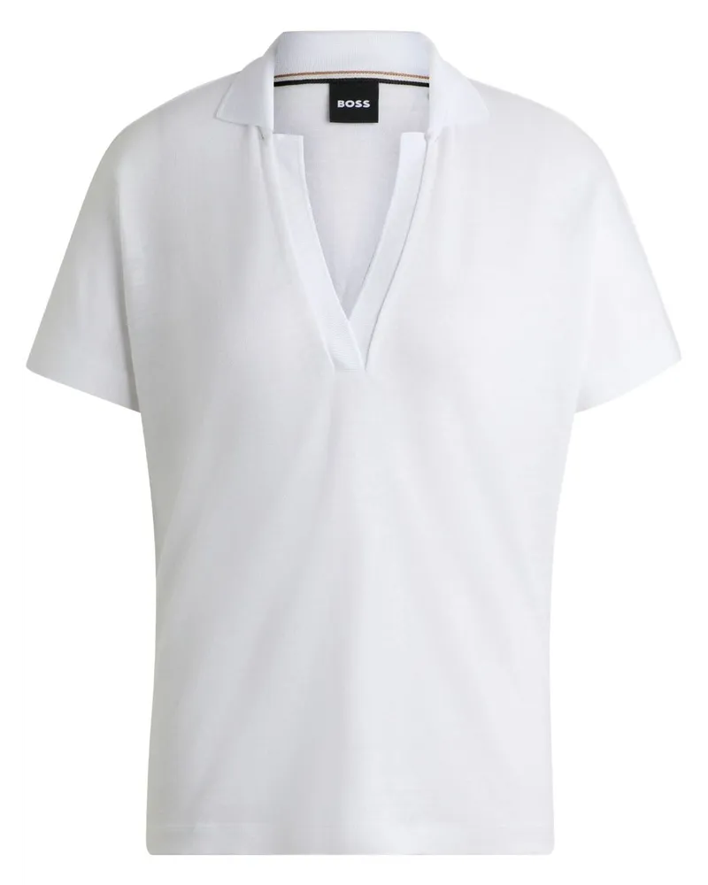 HUGO BOSS Poloshirt mit V-Ausschnitt - Weiß Weiß