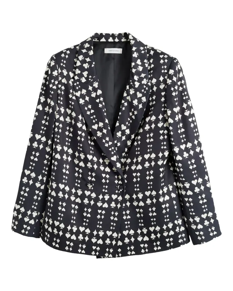 Chinti & Parker Sakko mit Queen of Hearts-Print - Schwarz Schwarz