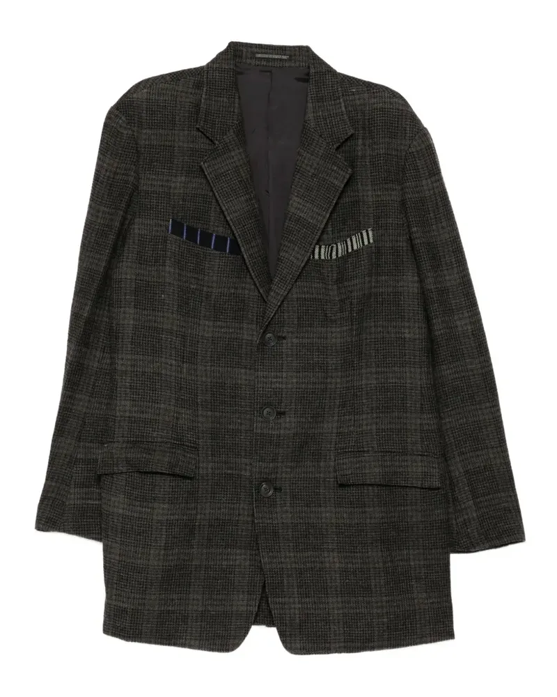 Yohji Yamamoto Kariertes Sakko mit Kastentasche - Braun Braun