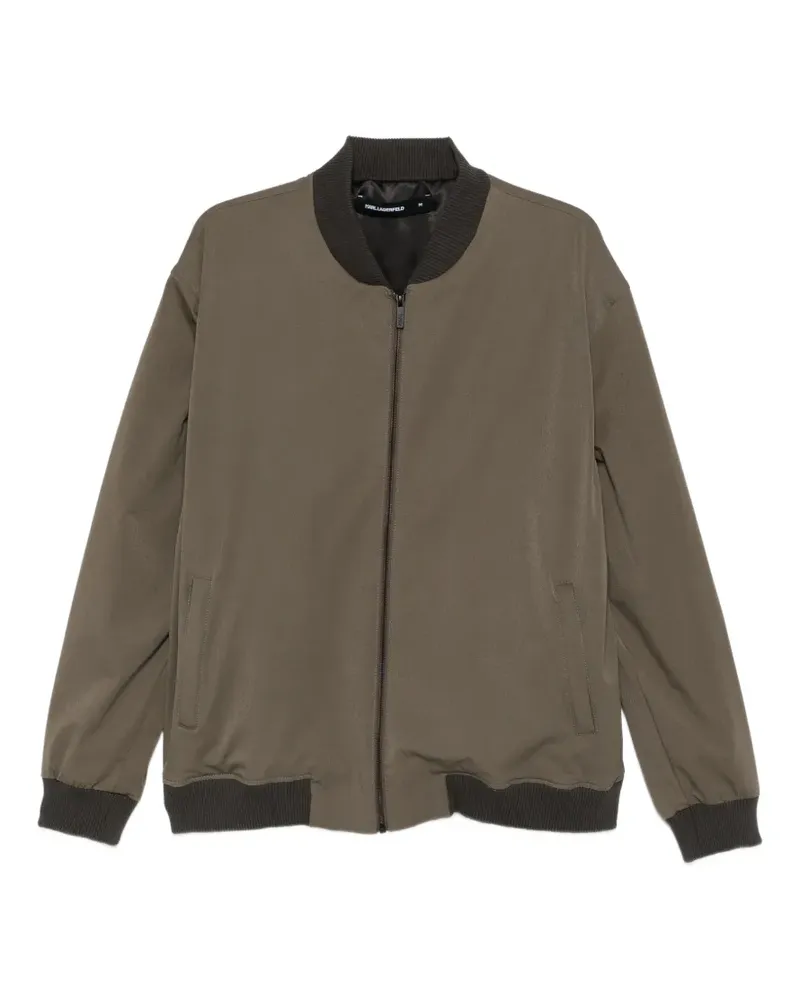 Karl Lagerfeld ribbed-trim zip-up bomber jacket - Grün Grün