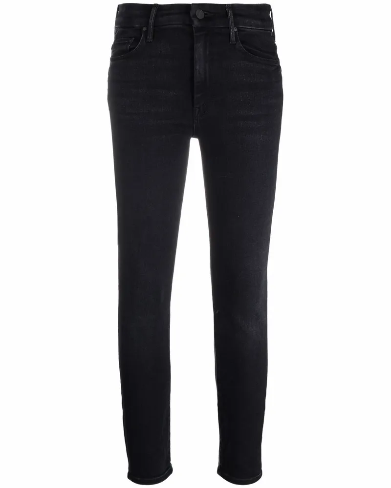 Mother Cropped-Skinny-Jeans mit hohem Bund - Blau Blau