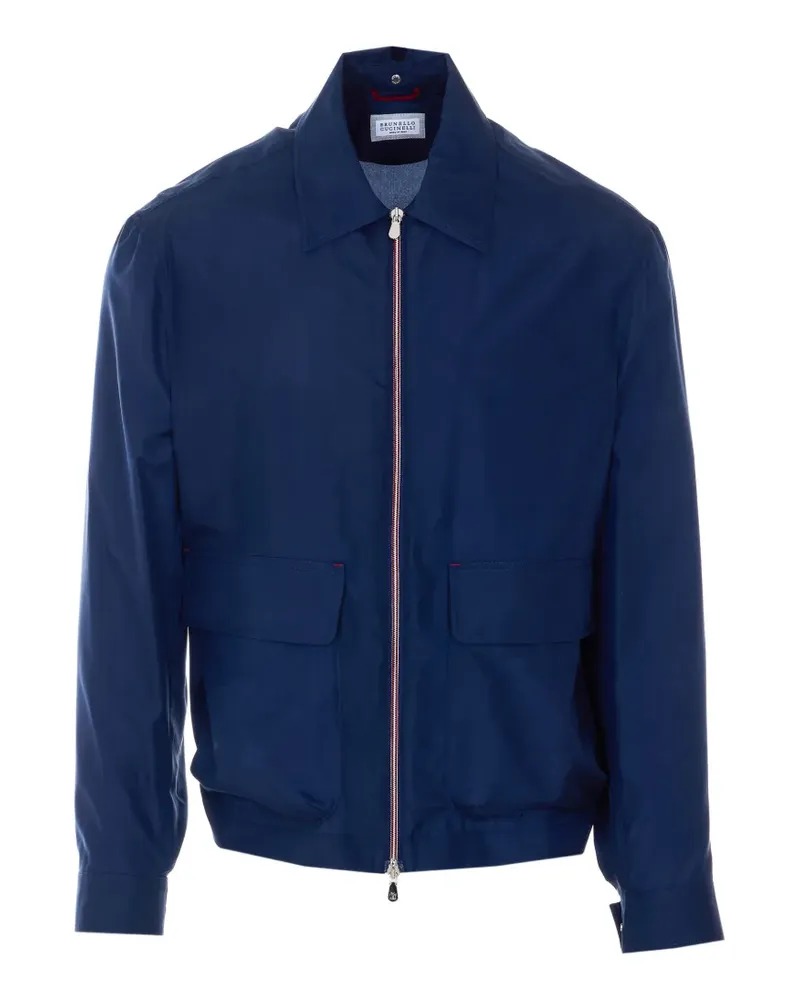 Brunello Cucinelli zip button silk jacket - Blau Blau