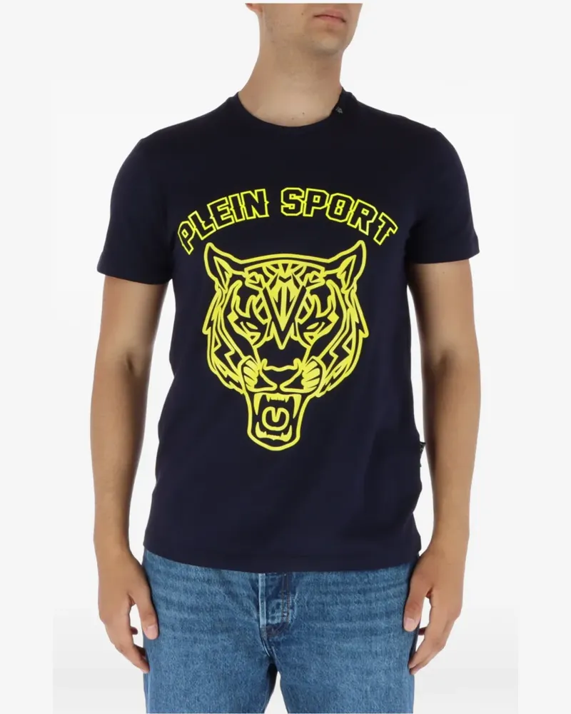 Philipp Plein T-Shirt mit Tigerkopf-Print - Blau Blau