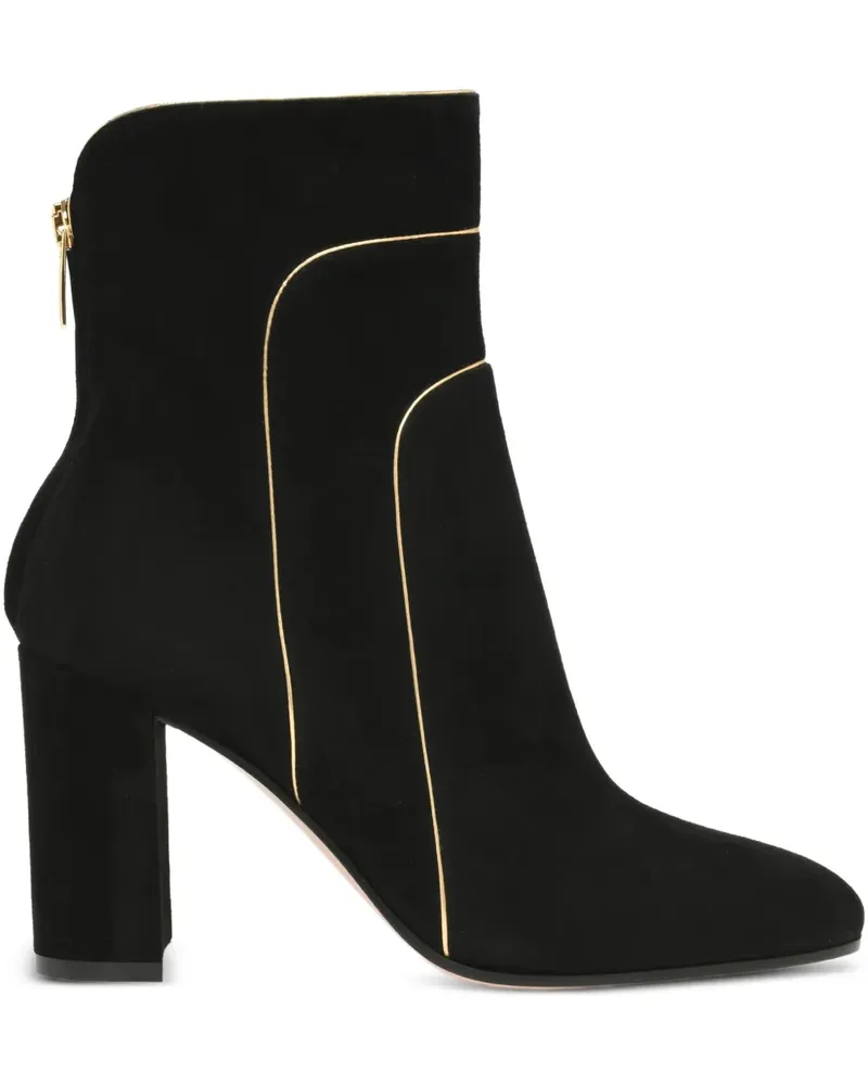 Gianvito Rossi Stiefel aus Wildleder mit goldfarbenem Besatz - Schwarz Schwarz