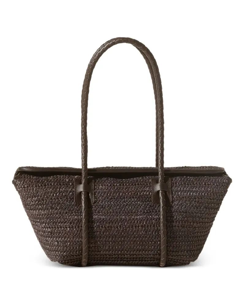 HEREU Schultertasche aus Raffiabast mit Ledergestell - Braun Braun