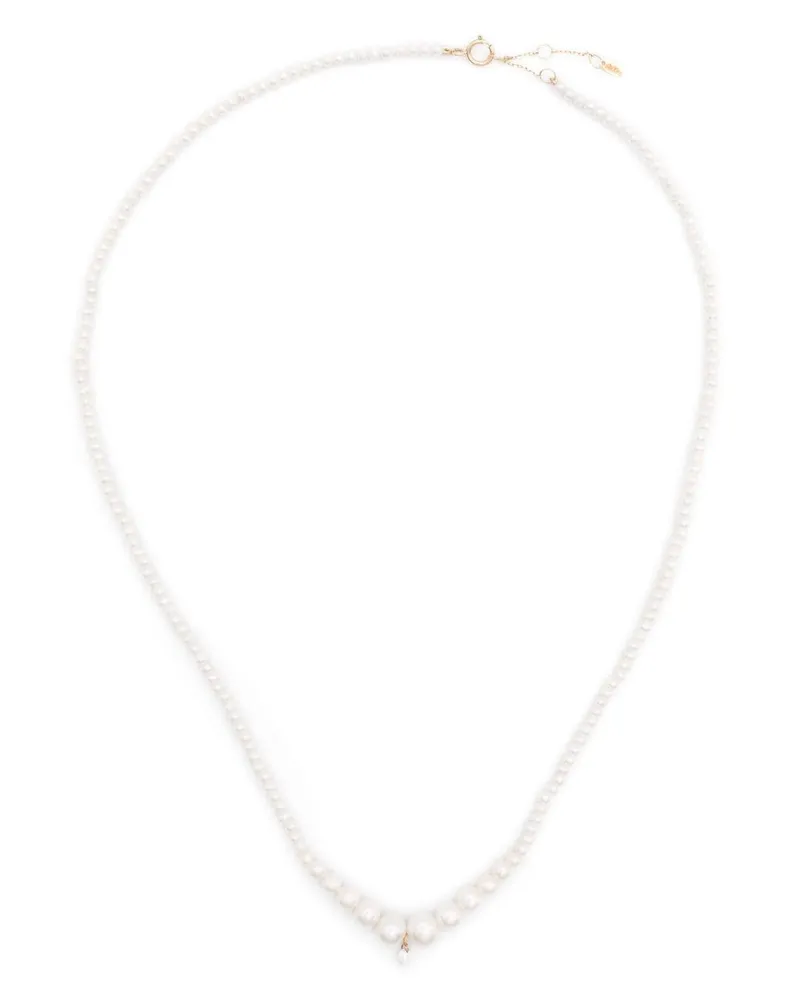 PERSEE 18kt Aphrodite Gradient Gelbgoldhalskette mit Perlen - Weiß Weiß