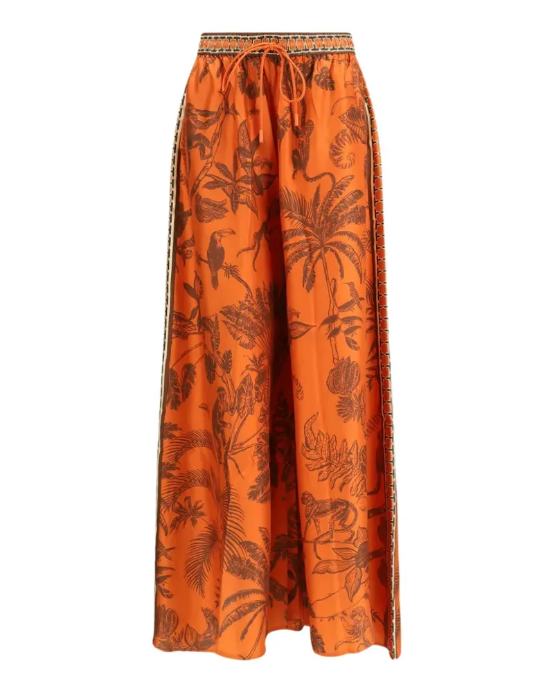 ALEMAIS monkey-print palazzo pants - Orange Orange