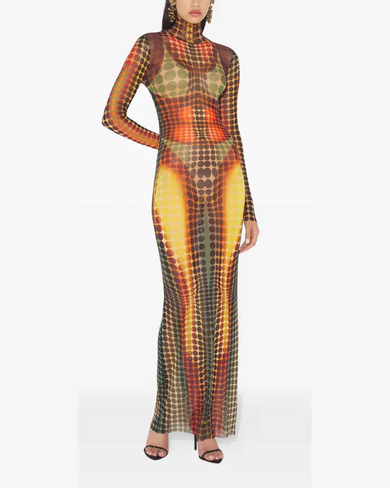 Jean Paul Gaultier high-neck dots maxi dress - Braun Braun