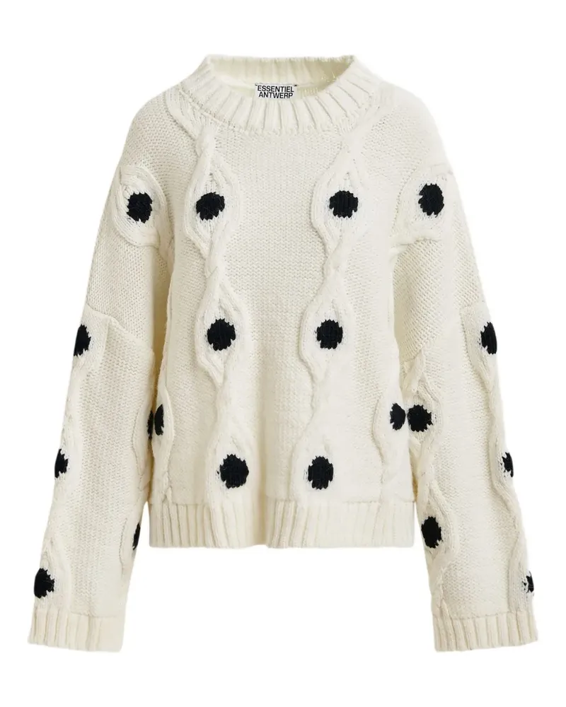 Essentiel Ixel Pullover mit Zopfmuster - Weiß Weiß