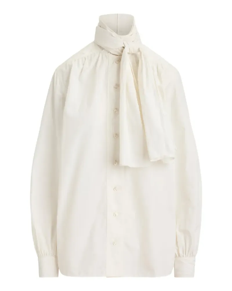 Ralph Lauren Dara Popeline-Bluse mit Schleifenkragen - Weiß Weiß