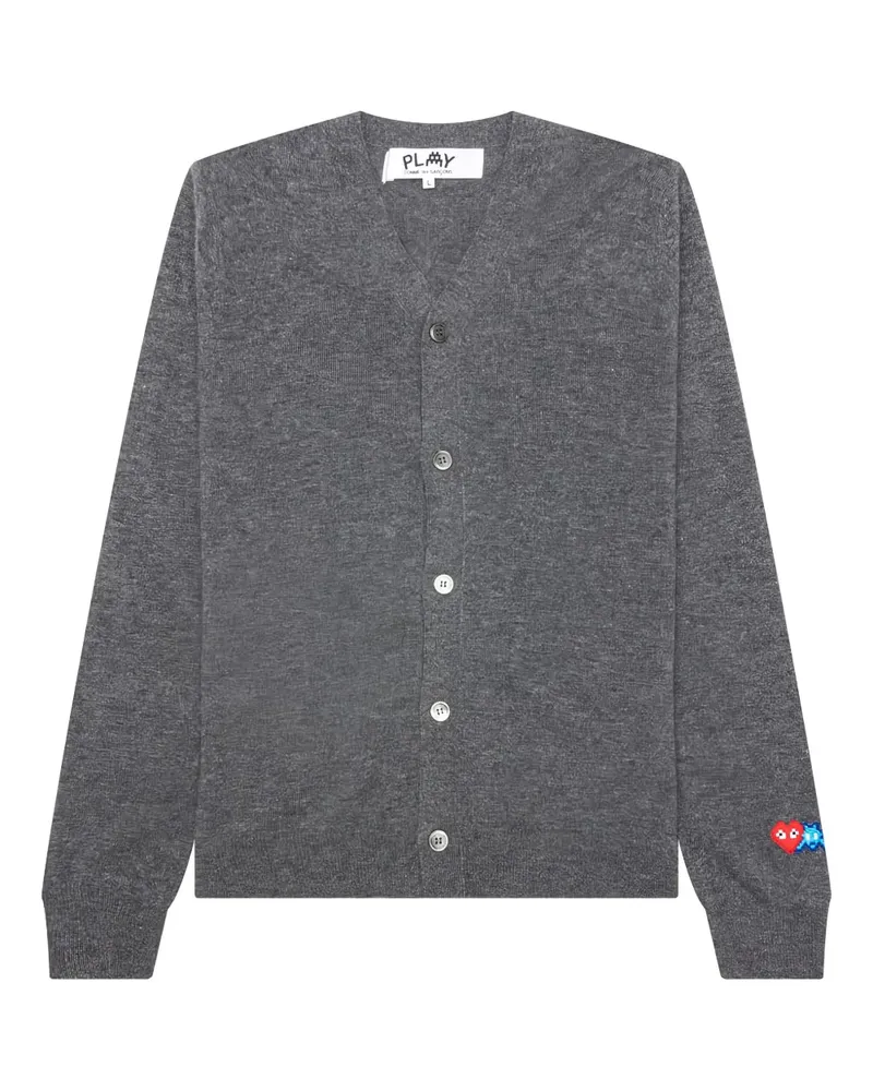 Comme des Garçons x The Artist Invader Cardigan mit Herz-Patch - Grau Grau