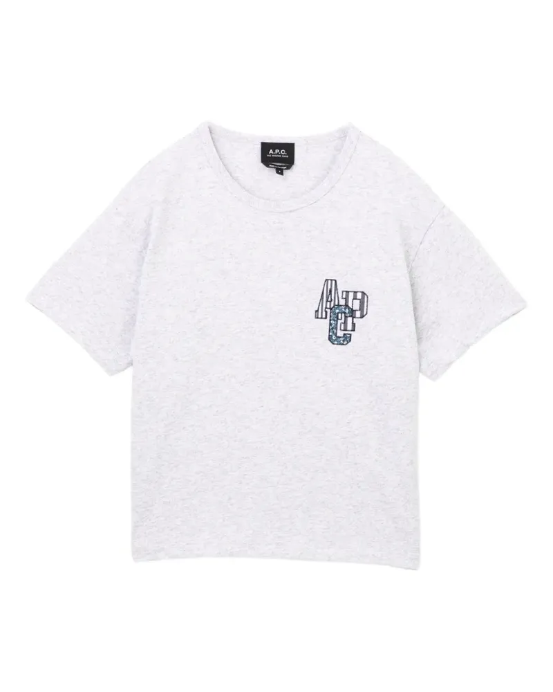 A.P.C. T-Shirt mit Logo-Stickerei - Grau Grau
