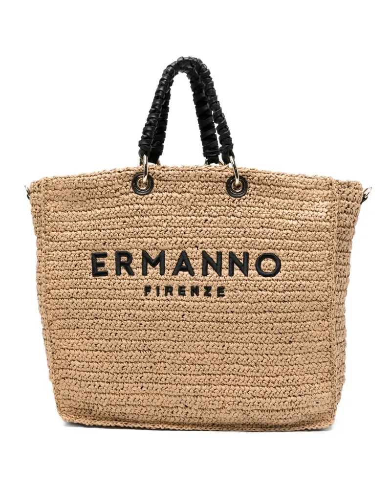 Ermanno Scervino Große Ashley Tote Bag mit Logo-Applikation - Nude Nude
