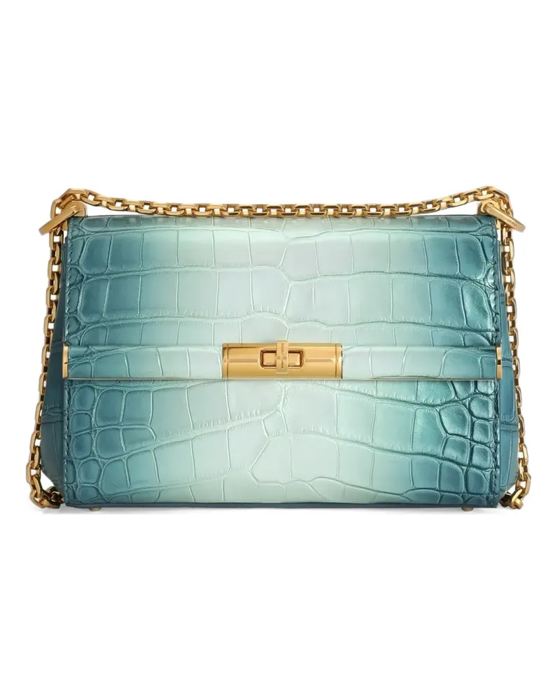 Dolce & Gabbana Marlene City Mini Umhängetasche in Alligator - Blau Blau