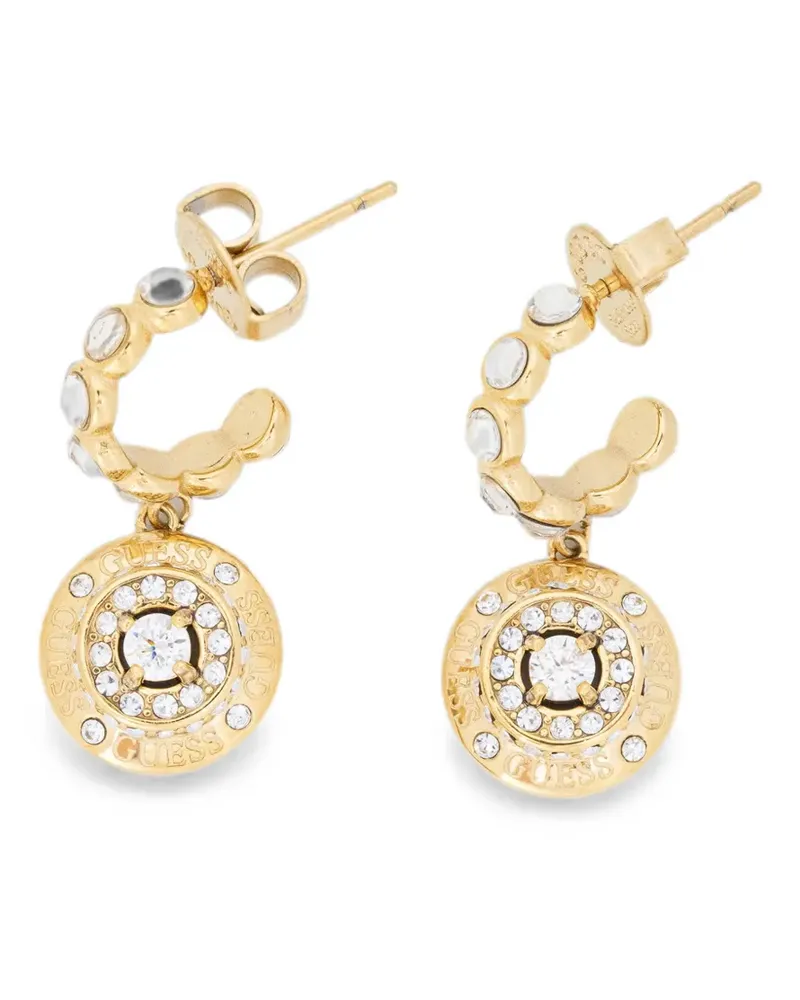 Guess crystal-embellished logo-pendant earrings - Gold Gold