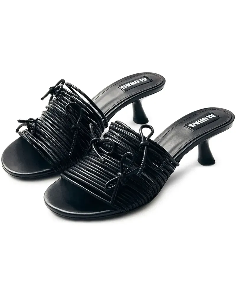Alohas Sandalen mit geknotetem Lederabsatz - Schwarz Schwarz