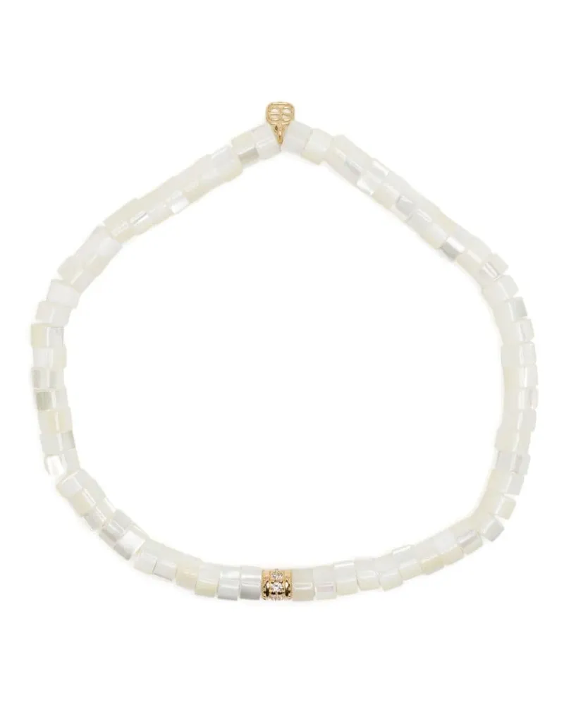 Sydney Evan 14kt Gelbgold-Perlenarmband mit einem Diamanten - Weiß Weiß