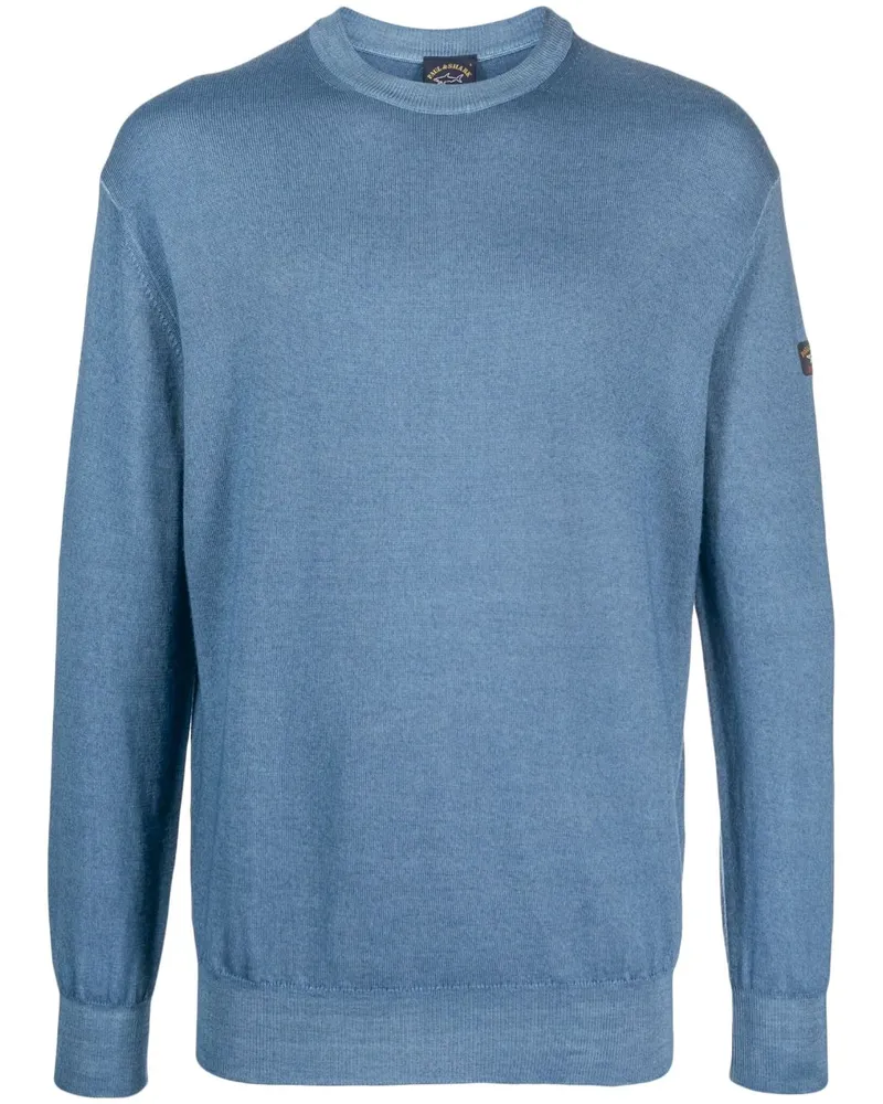 Paul & Shark Fein gestrickter Pullover mit Logo - Blau Blau