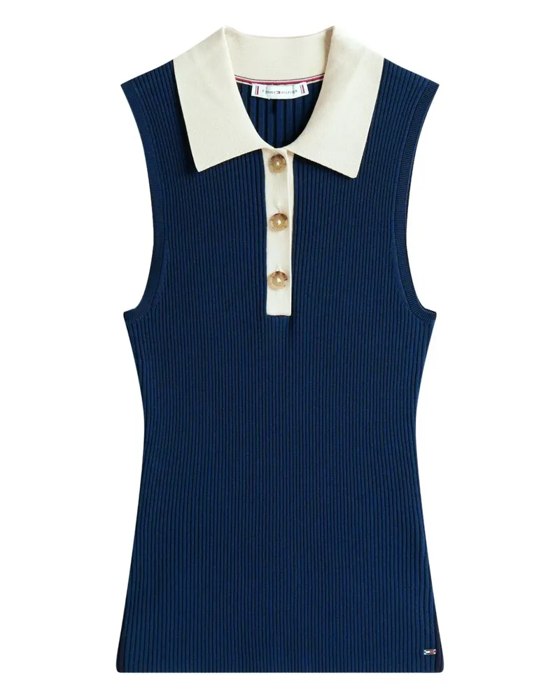 Tommy Hilfiger Geripptes Polo-Oberteil - Blau Blau