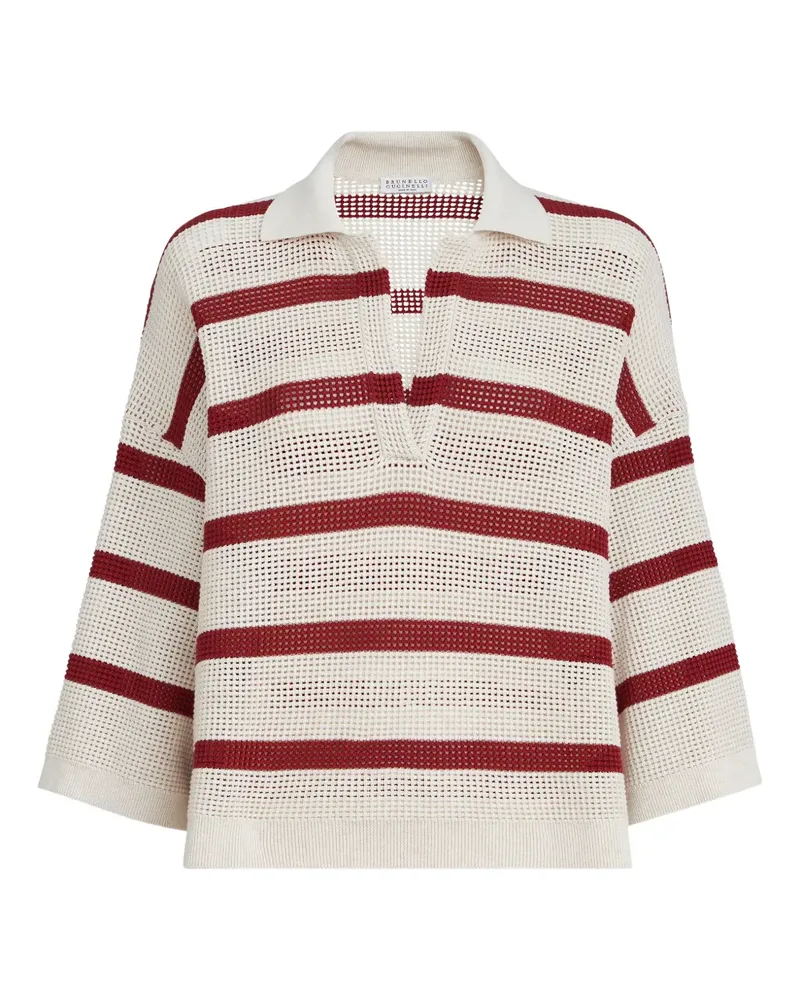 Brunello Cucinelli Gestreifter Pullover - Nude Nude
